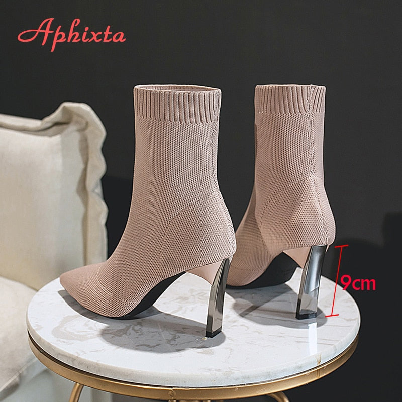 Aphixta Metal Blade Sock Heels