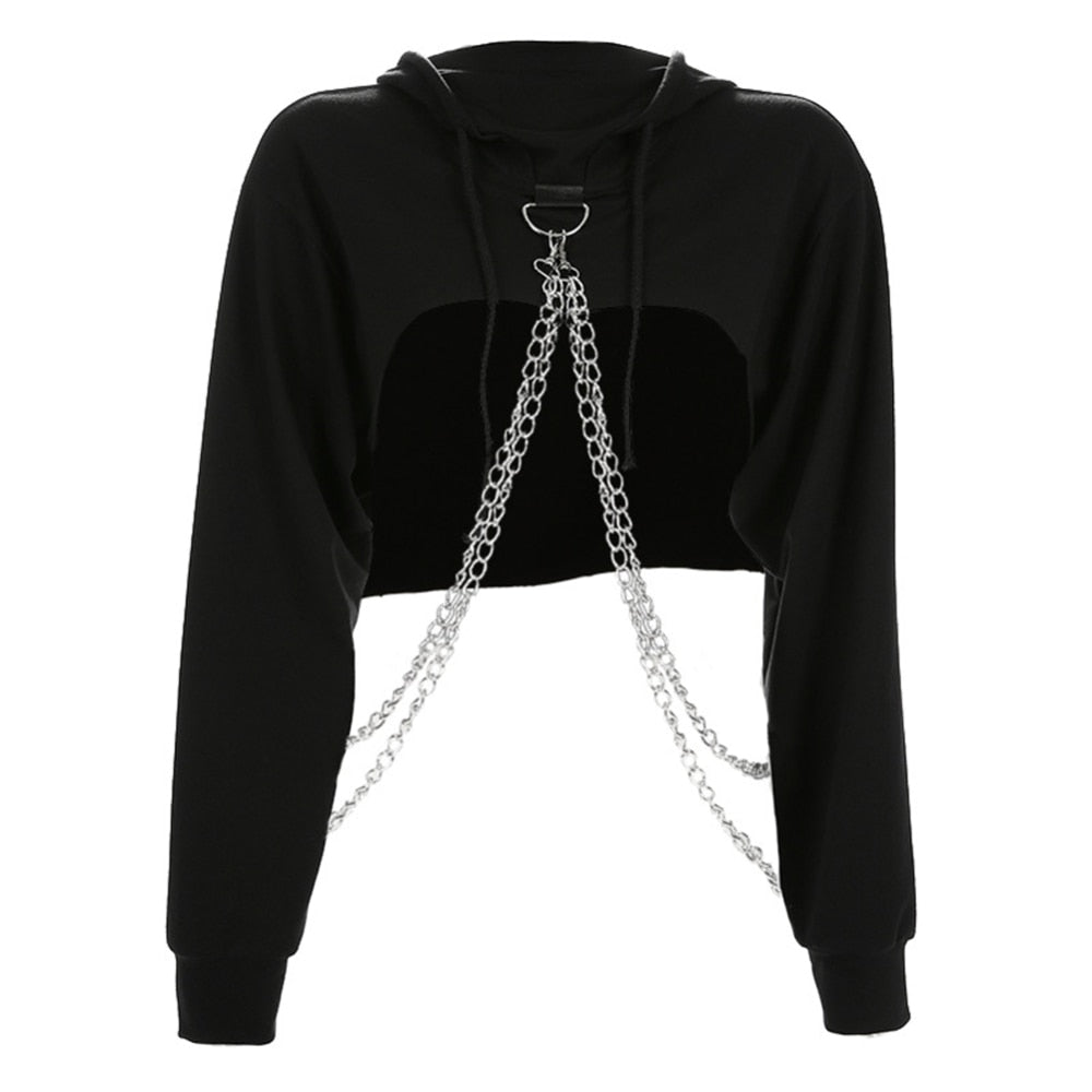 Cropped Sweatshirt Chain Jumper