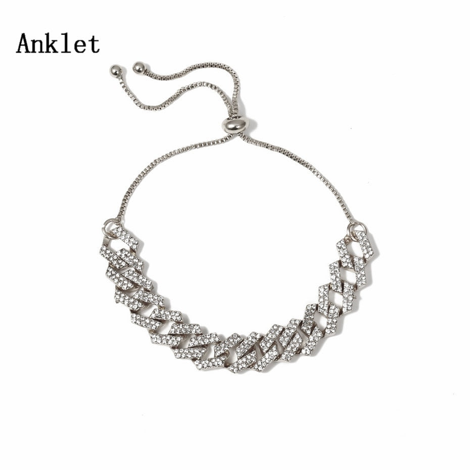 Crystal Studded Chainlink Anklet