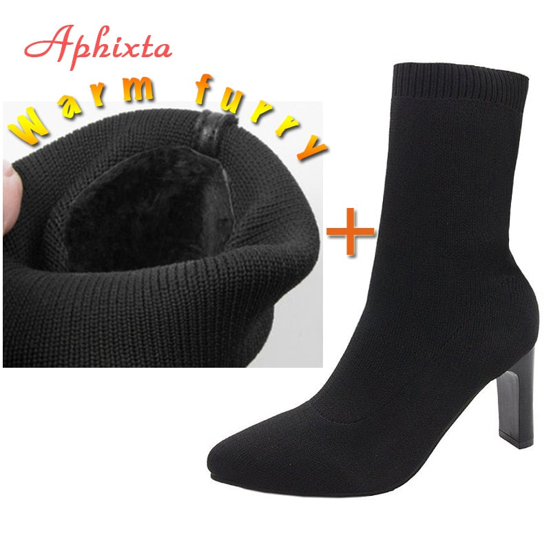 Aphixta Metal Blade Sock Heels