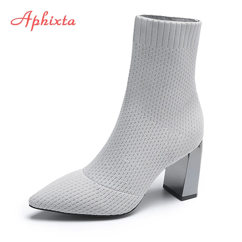 Aphixta Metal Blade Sock Heels