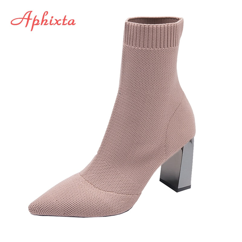 Aphixta Metal Blade Sock Heels