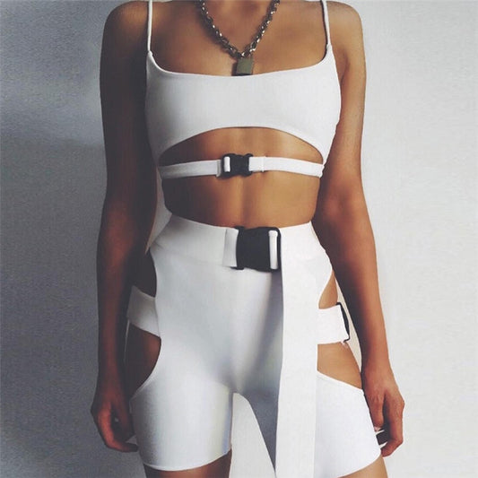 Cut Out Biker Shorts Set