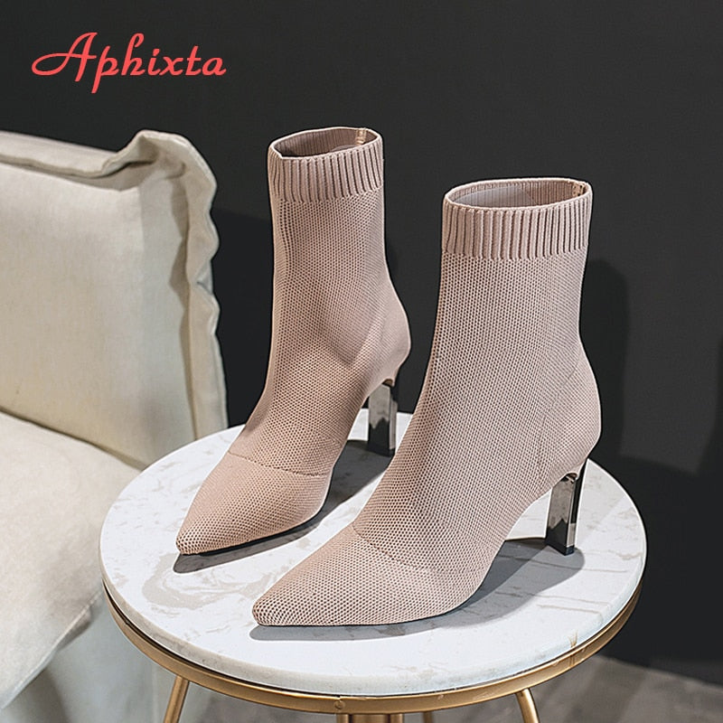 Aphixta Metal Blade Sock Heels