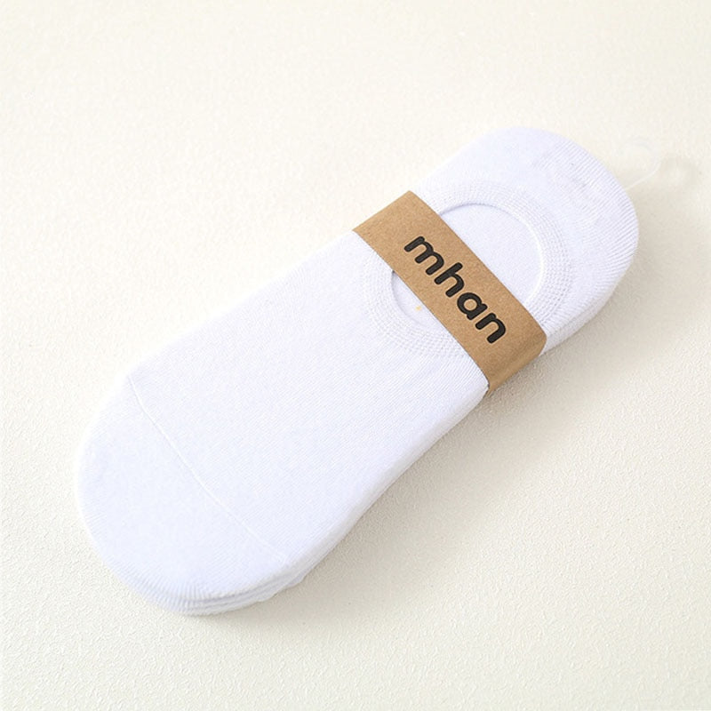 5 Pair Invisible Non-slip Silicone Cotton Ankle Socks