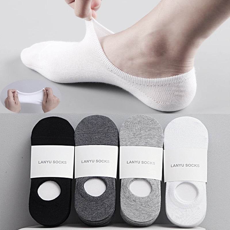 5 Pair Invisible Non-slip Silicone Cotton Ankle Socks