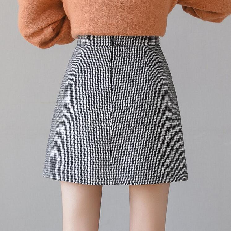 Preppy Half Pleated Plaid Flap Skirt