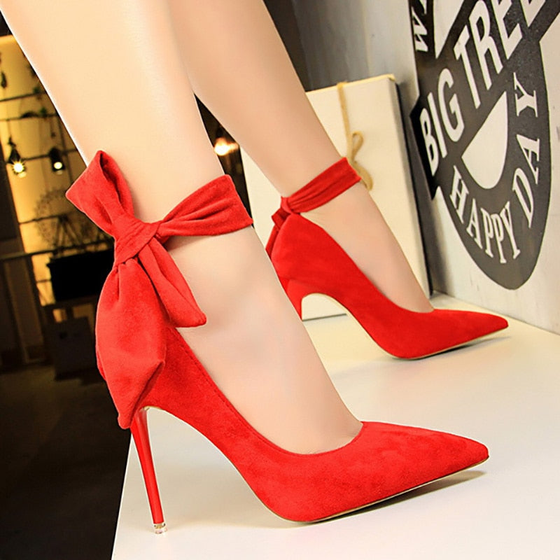 Suede Ankle Tie Stilettos