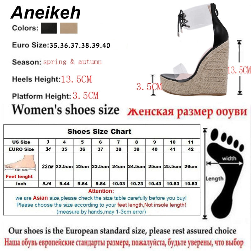 Aneikeh Transparent Lace-Up Butterfly-Knot Wedges