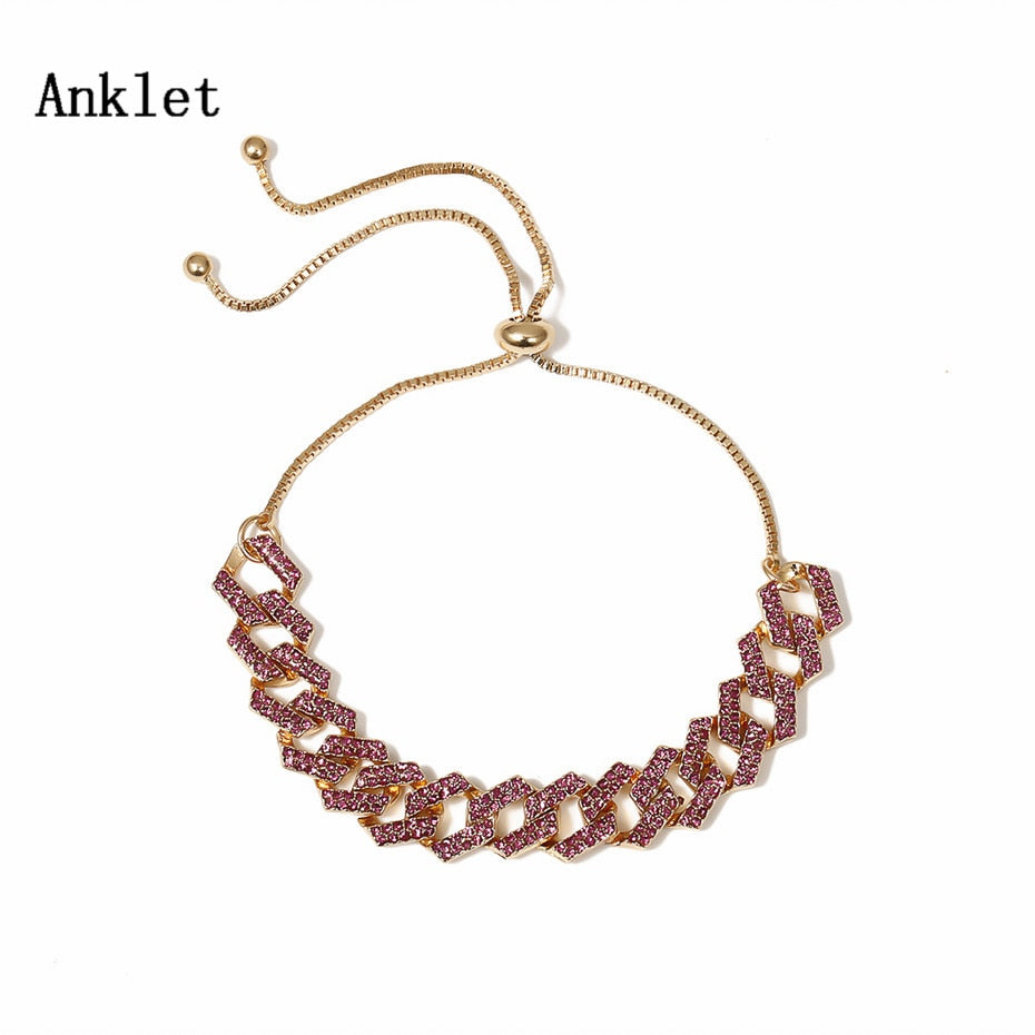 Crystal Studded Chainlink Anklet