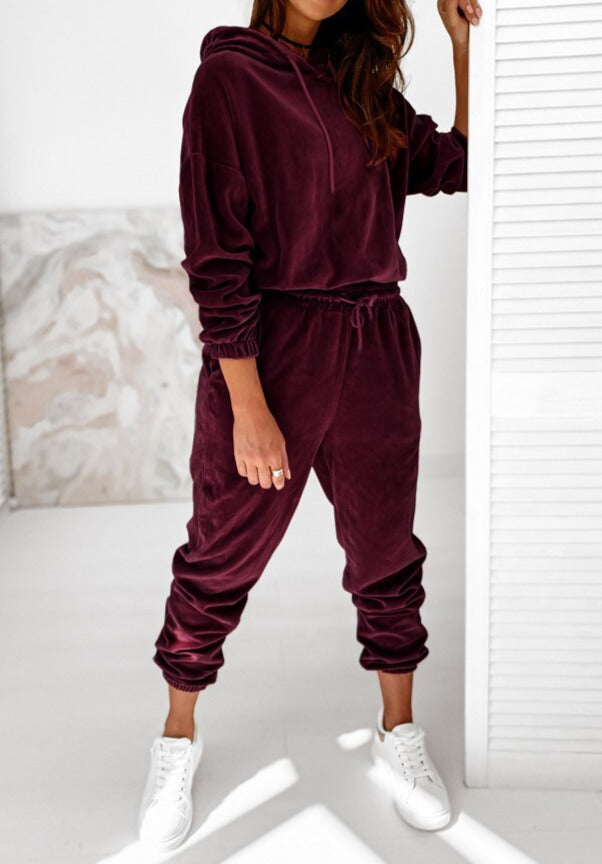 Velour Two Piece Tracksuit Leisure Set