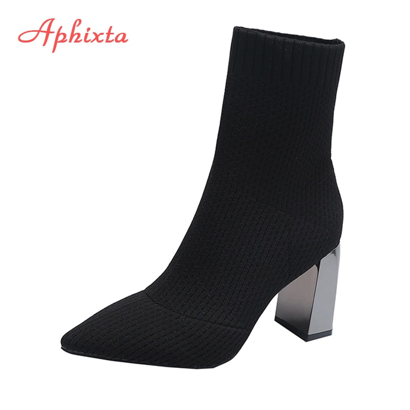 Aphixta Metal Blade Sock Heels