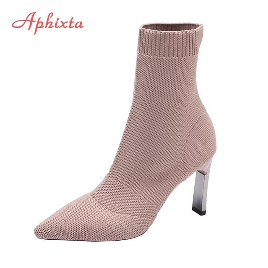 Aphixta Metal Blade Sock Heels