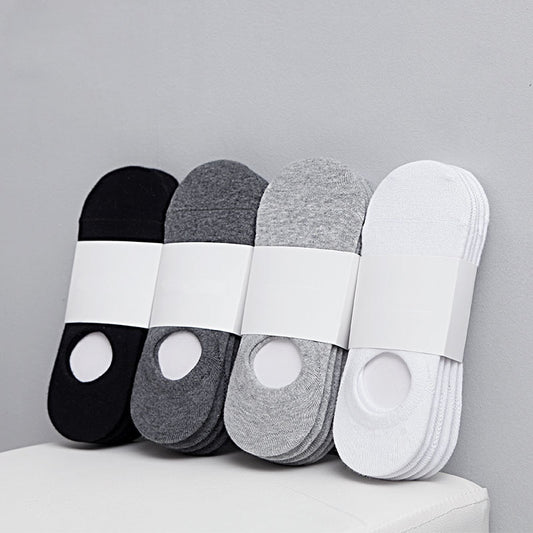 5 Pair Invisible Non-slip Silicone Cotton Ankle Socks