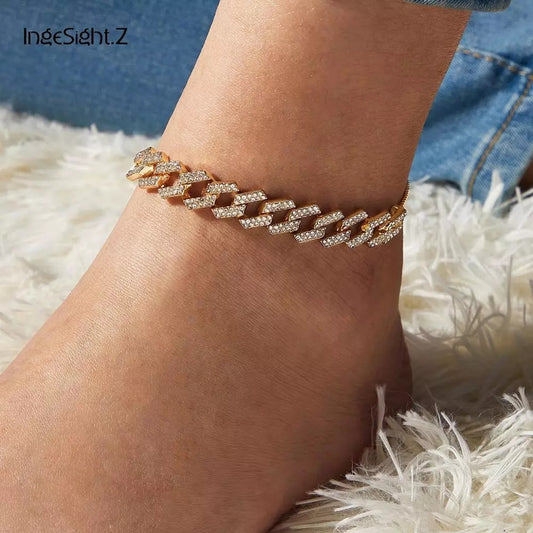 Crystal Studded Chainlink Anklet