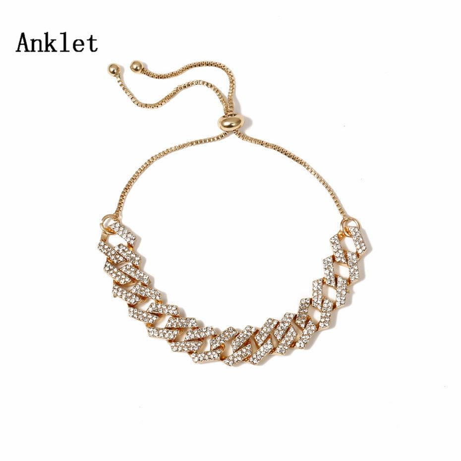 Crystal Studded Chainlink Anklet