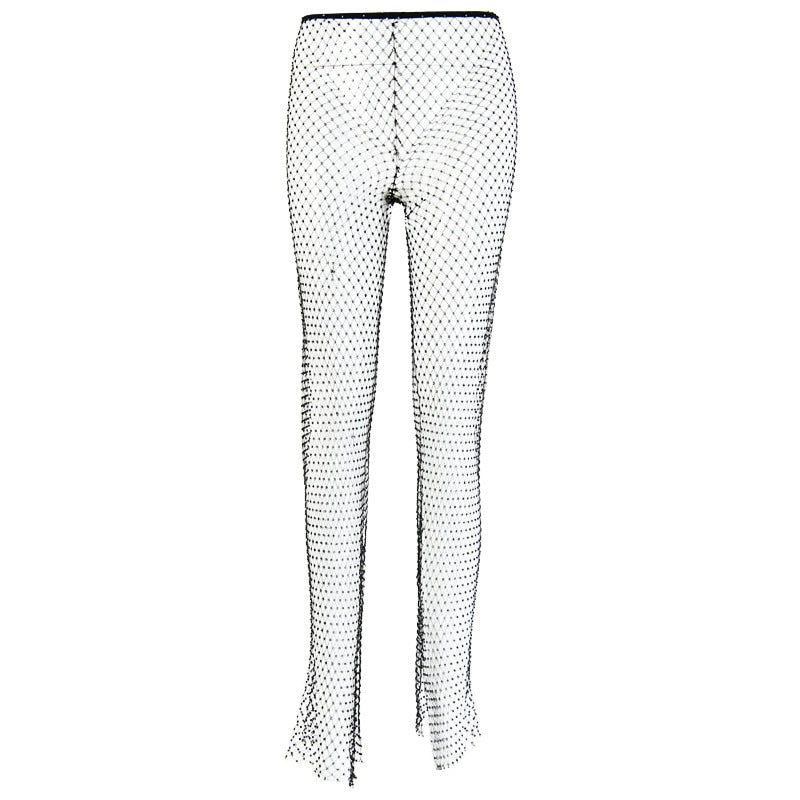 Sparkle Overlay Sheer Fishnet Pants