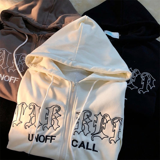 Embroidered Punk Font Hoodies