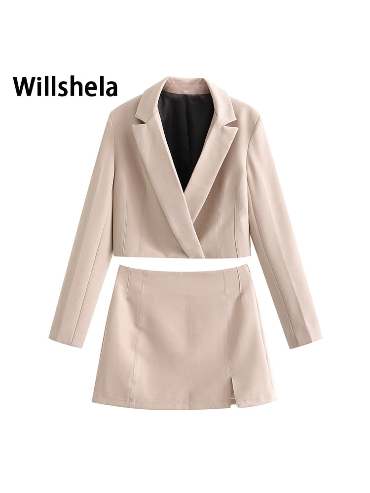 Wilhelm Cropped Blazer and Mini Skirt Set