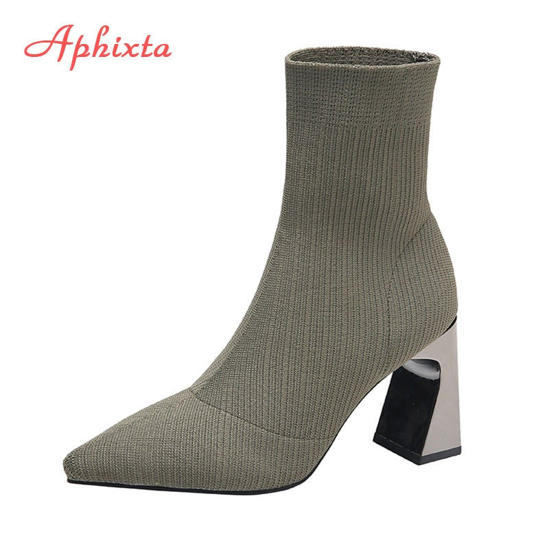 Aphixta Metal Blade Sock Heels