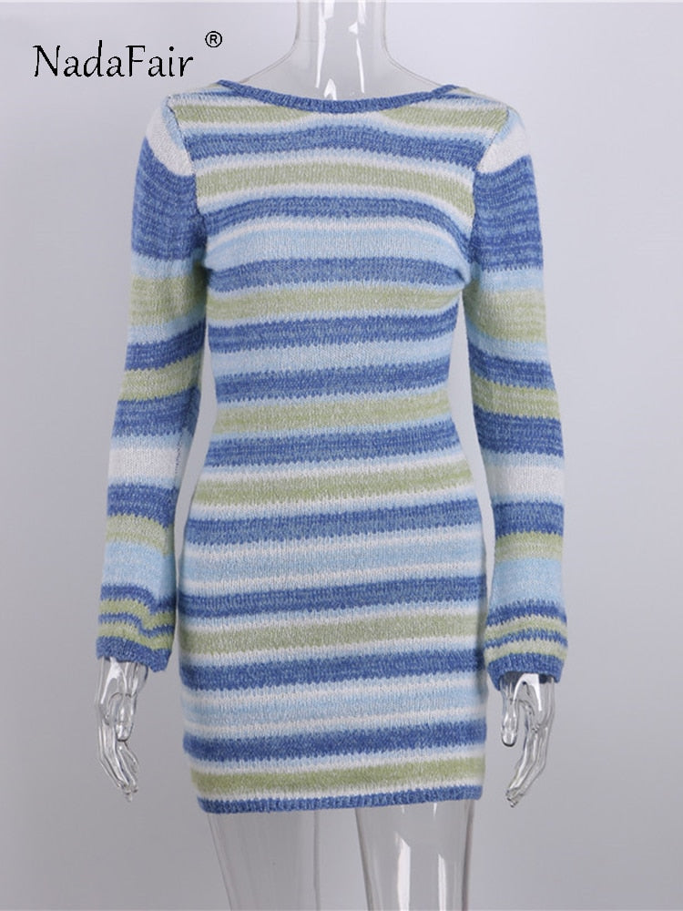 Knitted Band Long Sleeve Dress