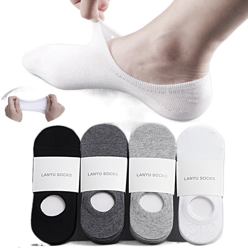 5 Pair Invisible Non-slip Silicone Cotton Ankle Socks