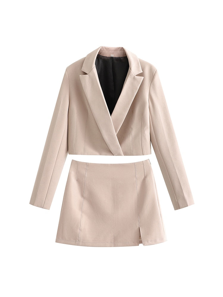 Wilhelm Cropped Blazer and Mini Skirt Set