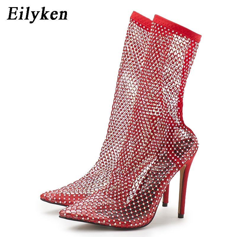 Eilyken Crystal Studded Mesh Heels