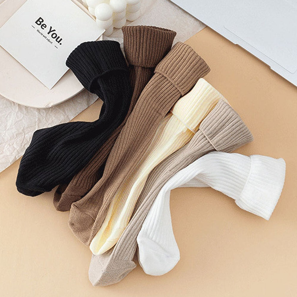 3 Pairs Womens Solid Rib Knit Cotton Socks