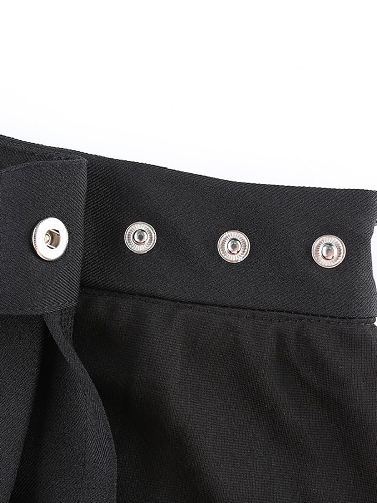 Pleated Peak-a-Boo Buckle Skirt