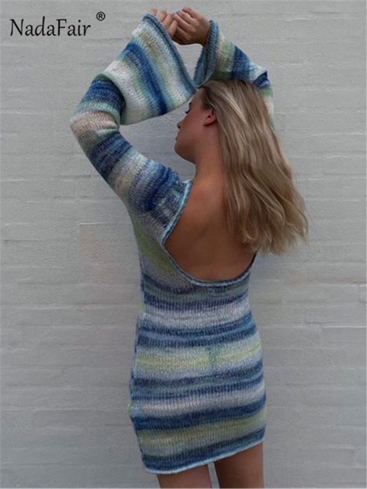 Knitted Band Long Sleeve Dress